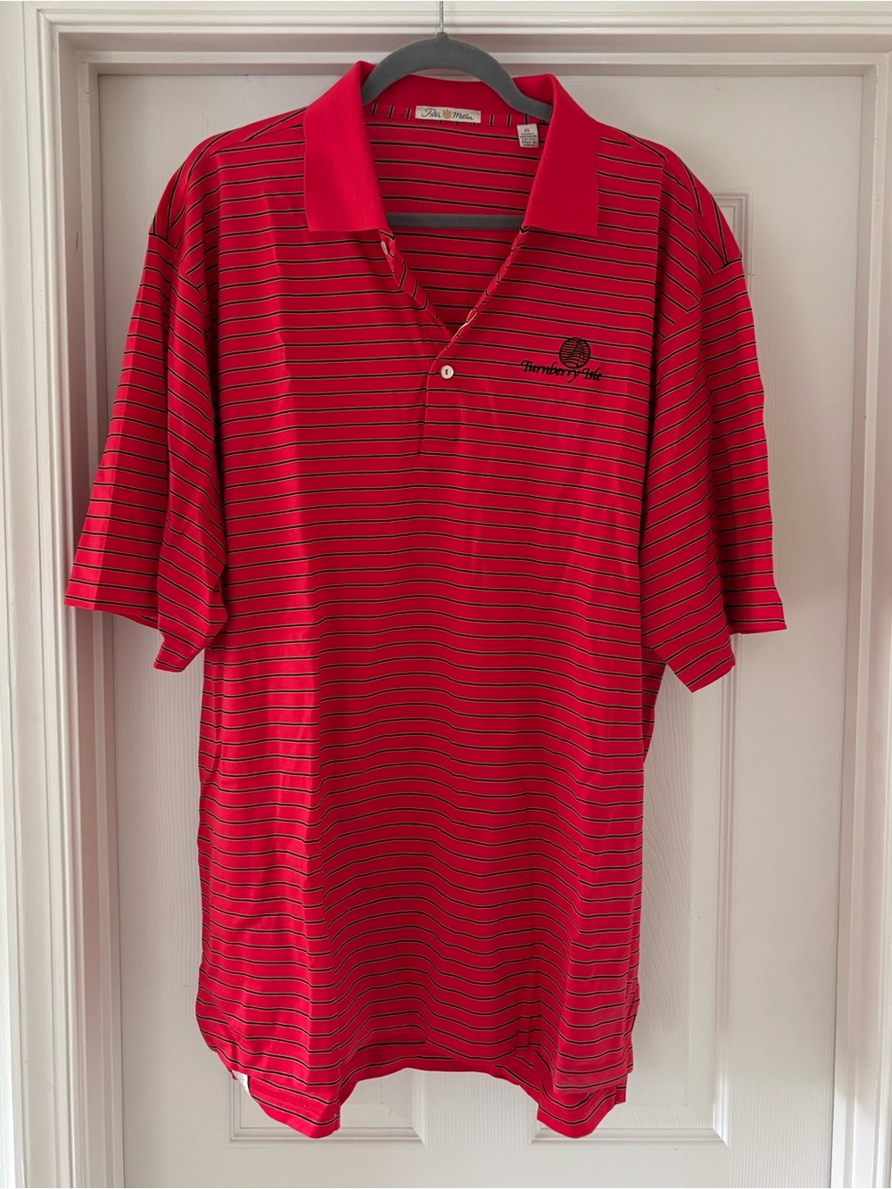 Peter Millar Mens Tunnel Stripe Turnberry Isle Polo size XL, Cottage Red